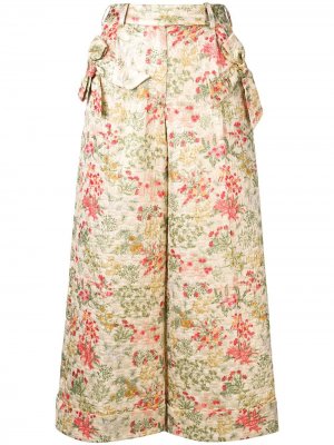 Укороченные брюки с цветочным принтом Simone Rocha. Цвет: зеленый
