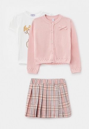 Кардиган, футболка и юбка PlayToday. Цвет: разноцветный