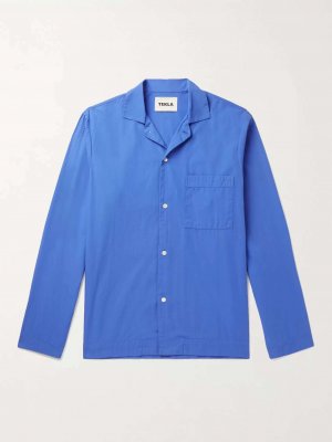 Пижамная рубашка Camp-Collar из органического хлопка и поплина, синий Tekla