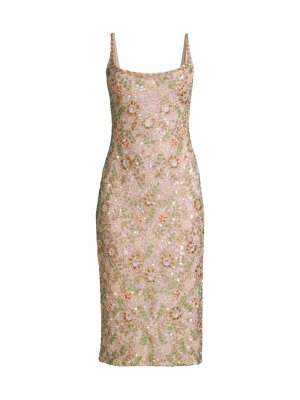 Коктейльное платье-футляр с цветочным бисером Mac Duggal
