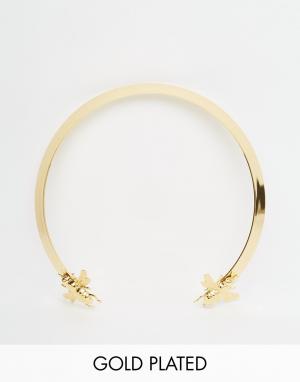 Ожерелье-чокер с покрытием из 24-каратного золота и пчелками Mordekai. Цвет: золотой