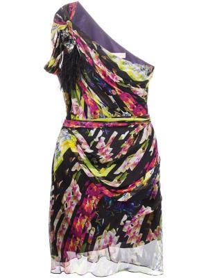 Платье через плечо с цветочным узором Matthew Williamson. Цвет: чёрный