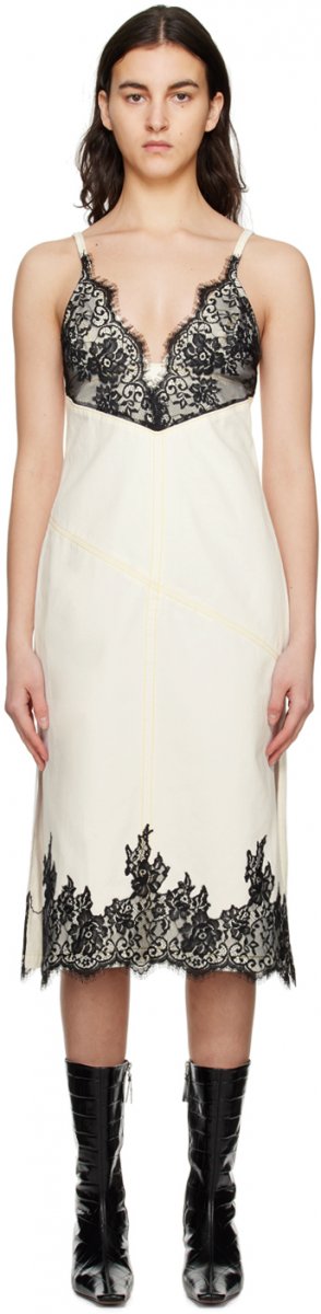 Белое джинсовое платье-миди с эффектом потертости 3.1 Phillip Lim