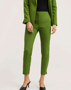 Мягко-зеленые брюки с зауженным кроем Mango. Цвет: зеленый