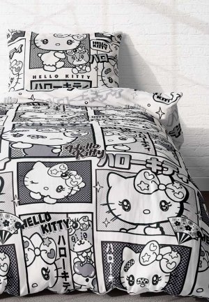 Постельное белье 1,5-спальное Непоседа Hello Kitty. Цвет: серый