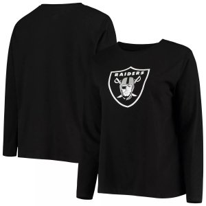 Женская черная футболка с логотипом Las Vegas Raiders большого размера и длинными рукавами Fanatics