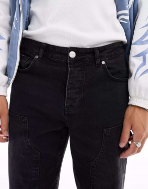 Черные джинсовые брюки плотника Sixth June. Цвет: черный