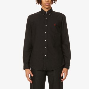 Рубашка из хлопка Оксфорд с длинными рукавами, окрашенная в готовом виде, индивидуального покроя , черный Polo Ralph Lauren