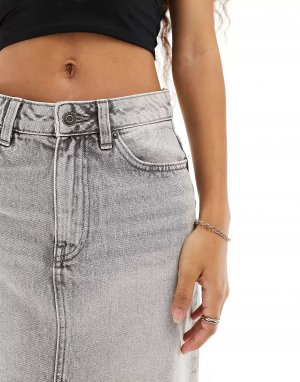 Серая джинсовая юбка макси ASOS DESIGN Petite