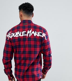 Рубашка в клетку на молнии с надписью \Trouble Maker\ спине -Красный Just Junkies