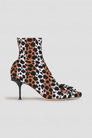 Неопреновые ботинки-носки с леопардовым принтом , белый Sergio Rossi