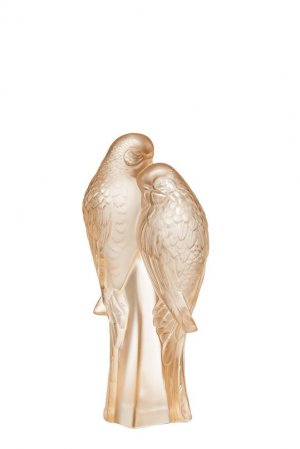 Скульптура 2 Parakeets Lalique. Цвет: бежевый