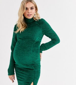 Бархатное облегающее платье зеленого цвета -Зеленый Fashion Union Maternity