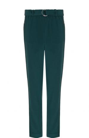Однотонные брюки прямого кроя с поясом BOSS. Цвет: темно-зеленый