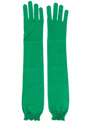 Длинные перчатки Rochas. Цвет: зелёный