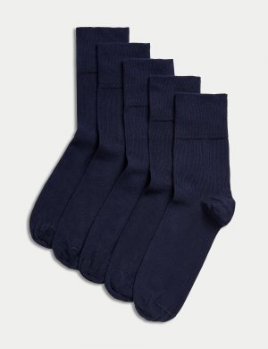 5 пар носков до щиколотки с высоким содержанием хлопка , темно-синий Marks & Spencer