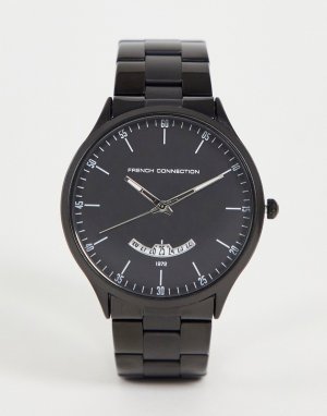 Черные наручные часы с металлическим браслетом-цепочкой -Черный цвет French Connection