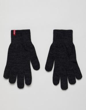 Темно-серые перчатки для сенсорных гаджетов Levis Levi's. Цвет: серый