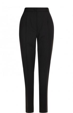 Укороченные шерстяные брюки в полоску Dolce & Gabbana. Цвет: черный