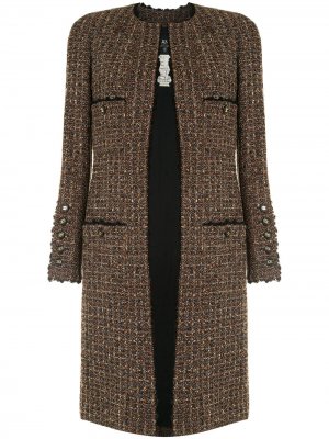 Пальто 1994-го года без воротника Chanel Pre-Owned. Цвет: коричневый