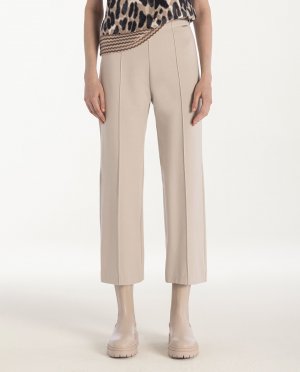 Прямые женские брюки из однотонной ткани , бежевый Naulover