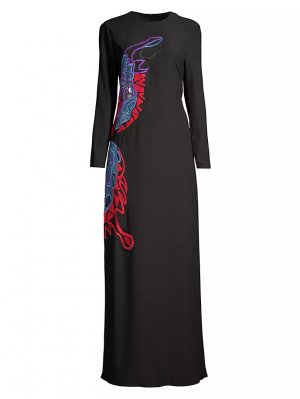 Платье макси с вышивкой бабочками , черный Stella Jean