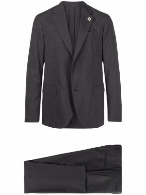 Wool-blend single-breasted suit Lardini. Цвет: серый