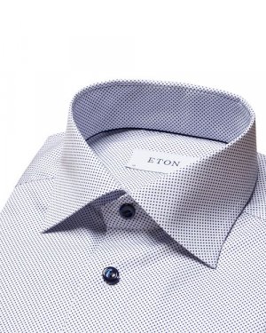 Рубашка узкого кроя в горошек с подписью , цвет White Eton