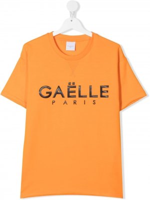 Футболка с логотипом Gaelle Paris Kids. Цвет: оранжевый