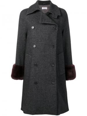 Двубортное пальто Kiltie. Цвет: серый