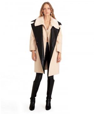 Женское пальто большого размера с кожаной отделкой Watch Me Go , коричневый Belle & Bloom