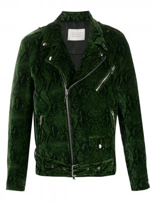 Бархатная куртка со змеиным принтом Route Des Garden. Цвет: зеленый