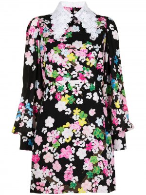 Платье с кружевным воротником и цветочным принтом Andrew Gn. Цвет: черный