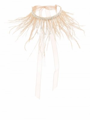 Колье с перьями и кристаллами Atu Body Couture. Цвет: бежевый