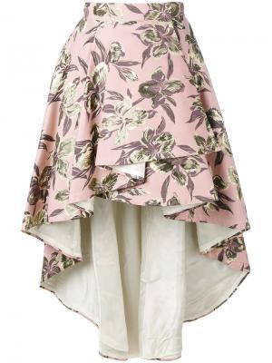 Асимметричная юбка с принтом Christian Pellizzari. Цвет: розовый и фиолетовый