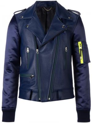 Байкерская куртка с контрастными рукавами House Of Holland. Цвет: синий