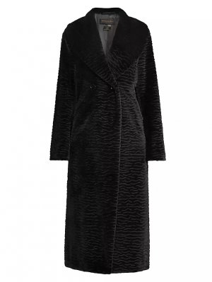 Двубортное пальто из искусственного меха , черный Donna Karan New York