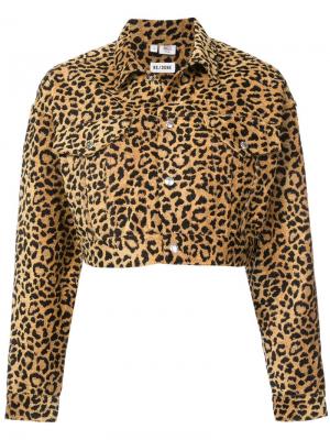 Укороченная леопардовая куртка Re/Done. Цвет: коричневый