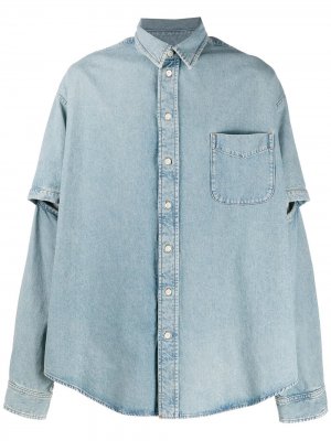 Джинсовая рубашка с двойными рукавами Balenciaga. Цвет: синий