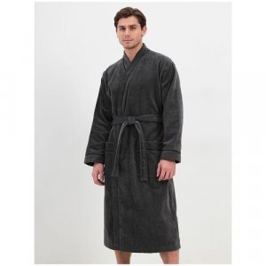 Халат , длинный рукав, банный халат, пояс/ремень, карманы, размер 50-52, серый Luisa Moretti. Цвет: серый../серый