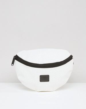 Белая сумка-кошелек на пояс с перфорацией Spiral. Цвет: белый