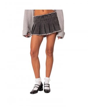 Женская мини-юбка Nalani из стираного денима со складками , черный Edikted