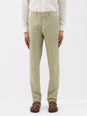 Узкие костюмные брюки из льна , хаки-бежевый 120% Lino