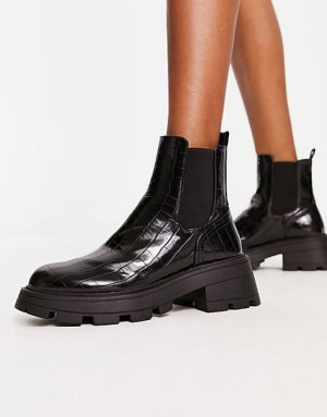 Черные массивные ботинки челси с широким кроем Bella Topshop