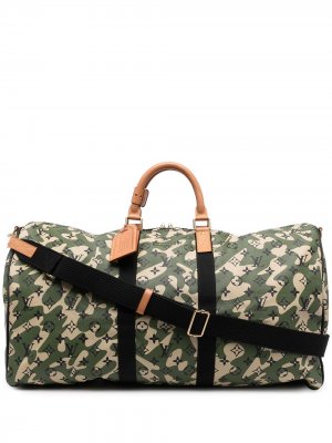 Дорожная сумка Keepall Bandouliere 55 2008-го года Louis Vuitton. Цвет: зеленый