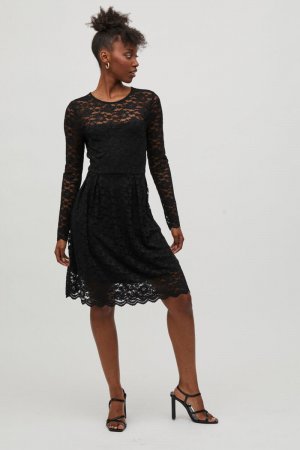 Кружевное платье с длинными рукавами Vila, черный VILA