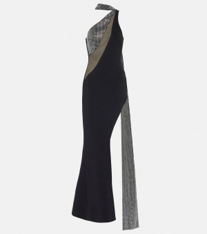 Платье-шарф, украшенное кристаллами , черный David Koma