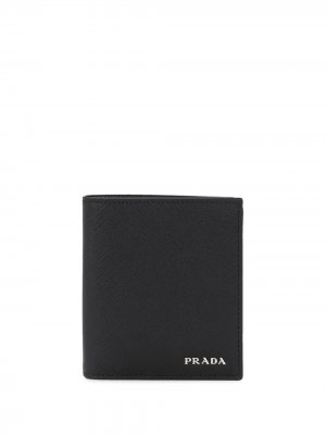 Бумажник с контрастной подкладкой Prada. Цвет: черный