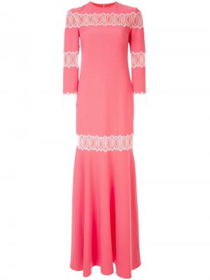 Длинное платье с кружевными вставками Huishan Zhang. Цвет: розовый