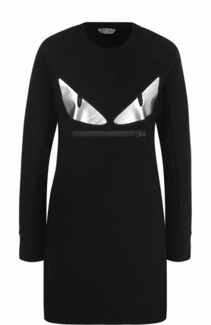 Приталенное мини-платье с длинным рукавом Fendi. Цвет: черный